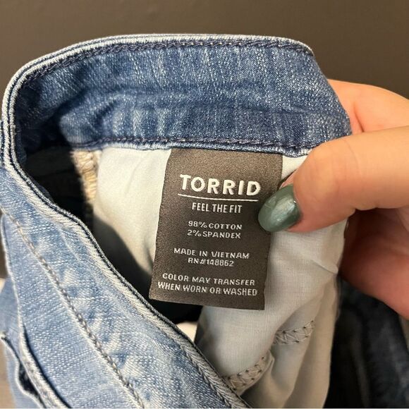 Torrid Distressed Button Front Denim Shorts - Picture 7 of 12